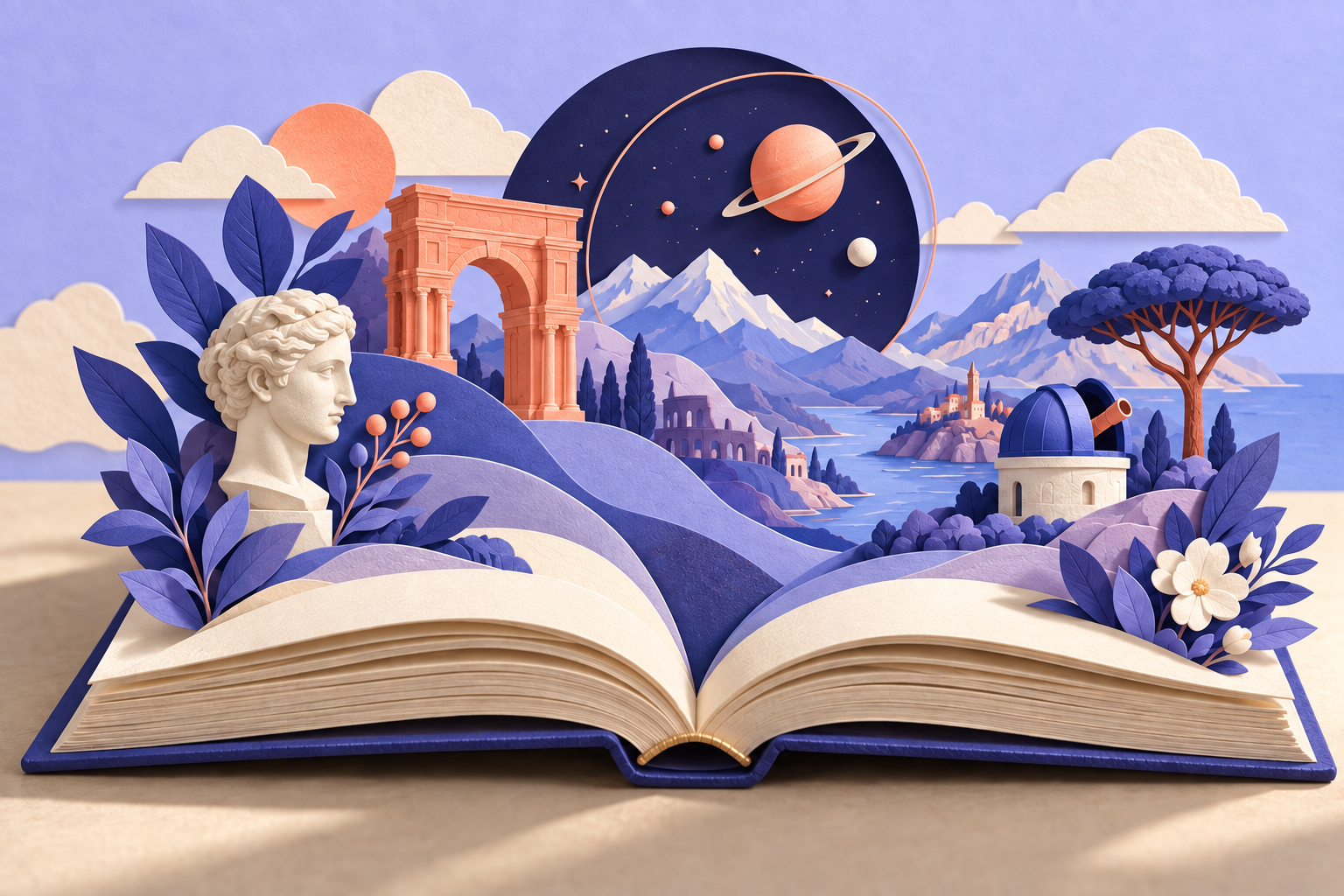 Livre ouvert sur un monde de découvertes